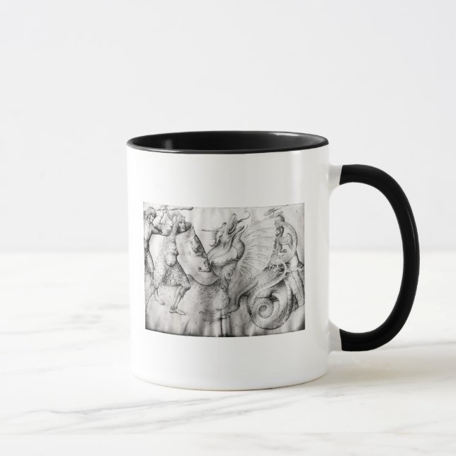 Kämpfen Sie zwischen Kriegern und einem Drachen, Tasse (Rechts)