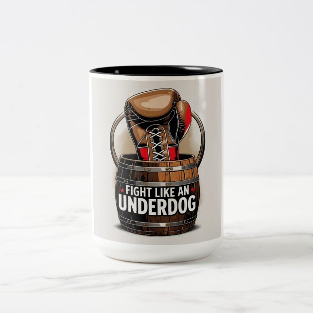 Kämpfen wie ein weißer Unterhandschuh Zweifarbige Tasse (Mittel)