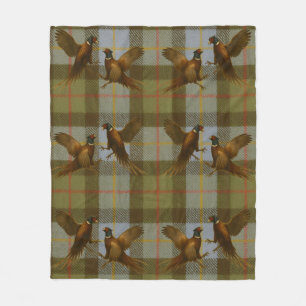 Kämpfende Fasane auf Tweed / Tartan Hintergrund Fleecedecke