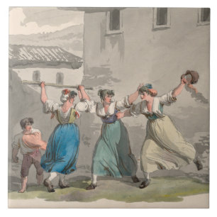 Kämpfende Frauen in Rom, Italien (Historische Szen Fliese