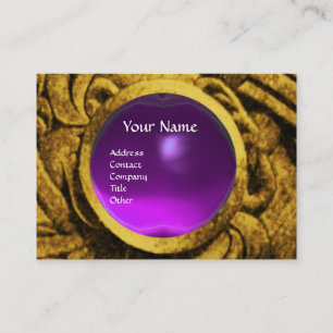 KÄMPFENDE GREIFE MONOGRAMM Gold Lila Amethyst Visitenkarte