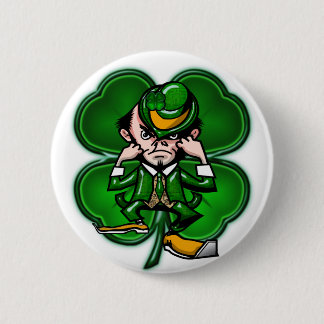 Kämpfender 4 Blatt Leprechan Knopf Button