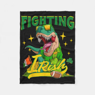 Kämpfender irischer Fußll Vintage-Dinosaurier für Fleecedecke