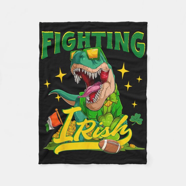 Kämpfender irischer Fußll Vintage-Dinosaurier für  Fleecedecke (Vorderseite)