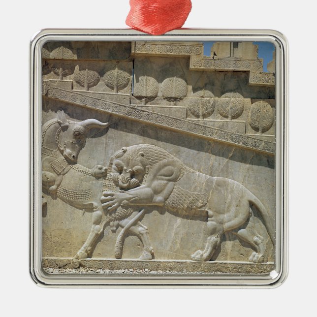 Kämpfender Stier des Löwes, Ornament Aus Metall (Vorne)