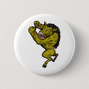 kämpfendes Angreifen des Mannes des wilden Ebers Button