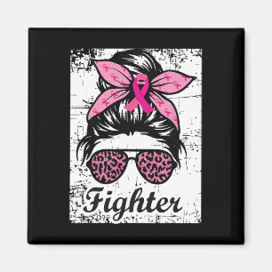 Kämpfer der Messy Bun Pink Krieger Brustkrebs Awar Magnet