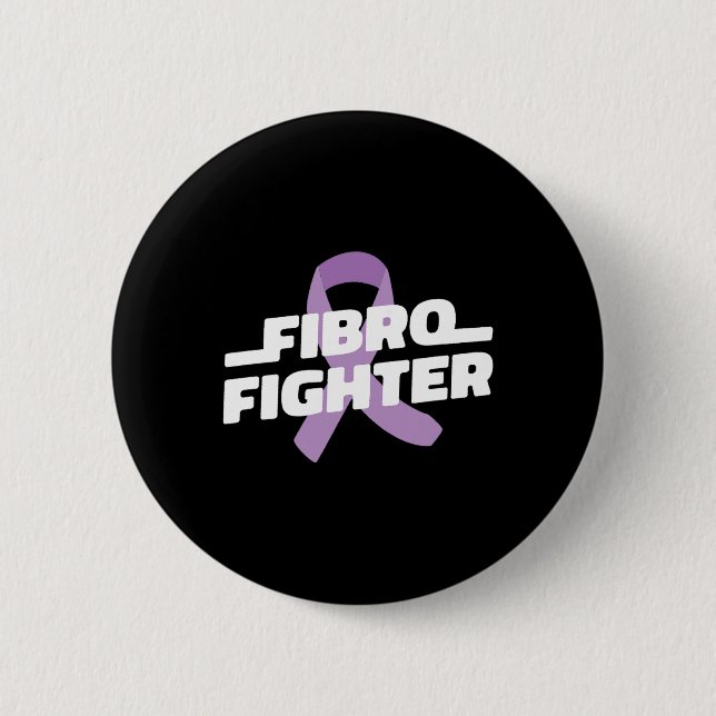 Kämpfer - Fibromyalgie - Lila Band zur Aufklärung Button (Vorderseite)