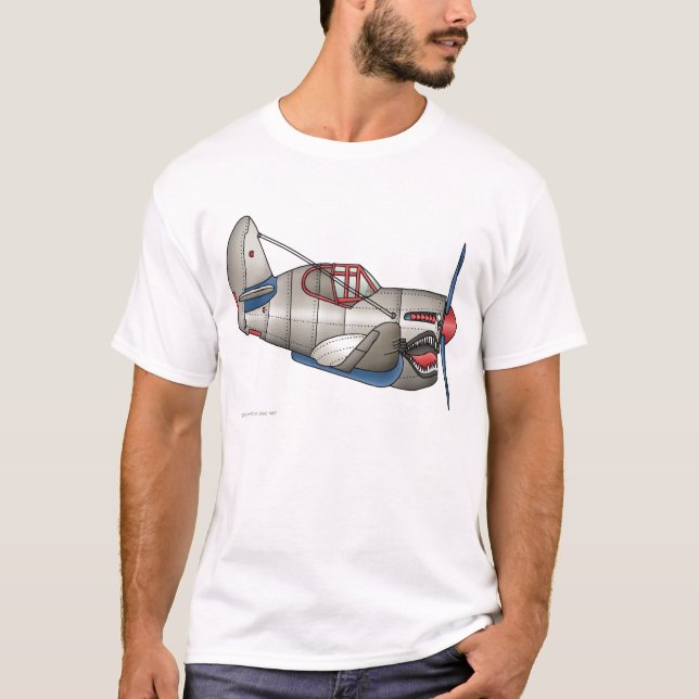 Kämpfer-Flugzeug-Kleid des Flugzeug-WW2 T-Shirt (Vorderseite)