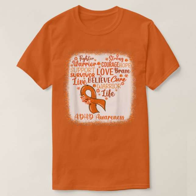 Kämpfer Krieg Glaube Kur Orange Ribbon ADHD Awar T-Shirt (Design vorne)
