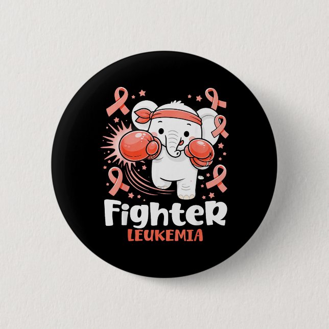 Kämpfer Leukämie-Bewusstsein Lustiger Box-Elefant Button (Vorderseite)