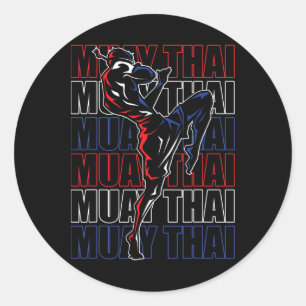 Kämpfer Muay Thai Sport Kampfsport Mma Thailand Runder Aufkleber
