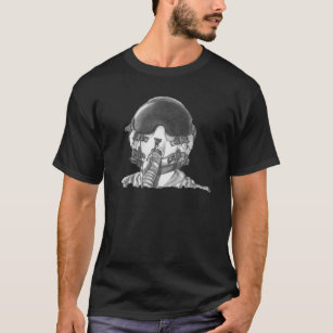 Kämpfer-Pilotsturzhelm-und -masken-Zeichnen T-Shirt
