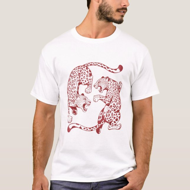 Kampfeslustiger roter Leopard kämpft gegen wilde K T-Shirt (Vorderseite)