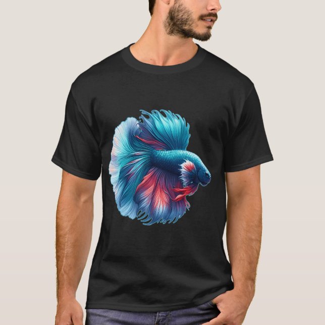 Kampffisch-Blumen-Illustration T-Shirt (Vorderseite)