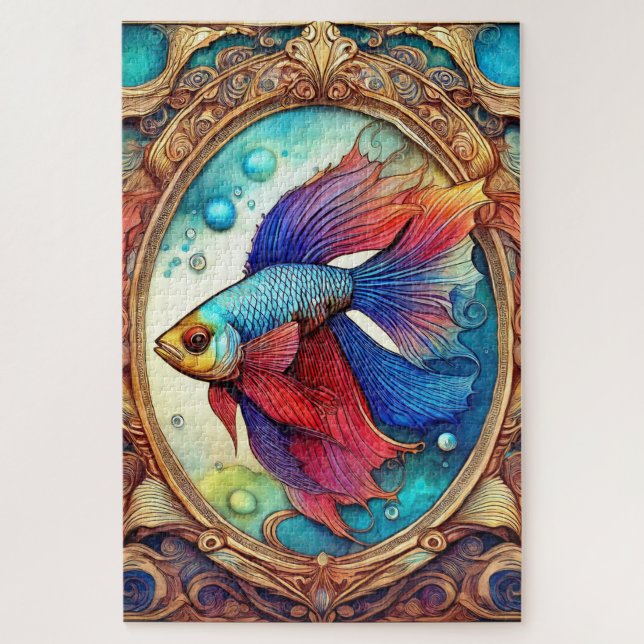 Kampffisch in Aquarell Puzzle (Vertikal)