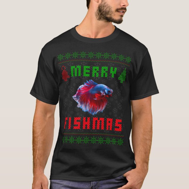 Kampffisch Siamese Kampffisch Weihnachtspullover T-Shirt (Vorderseite)