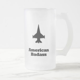 Kampfflugzeug-Amerikaner Badass Mattglas Bierglas