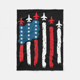 Kampfflugzeug USA-Flagge 4. Juli Patriotisch Fleecedecke