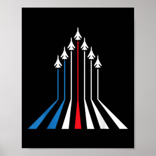 Kampfflugzeug USA-Flagge 4. Juli Patriotisch Poster
