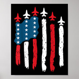 Kampfflugzeug USA-Flagge 4. Juli Patriotisch Poster