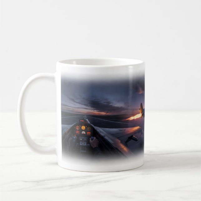 Kampfflugzeuge Cockpit Sonnenuntergang Sturm Himme Kaffeetasse (Links)