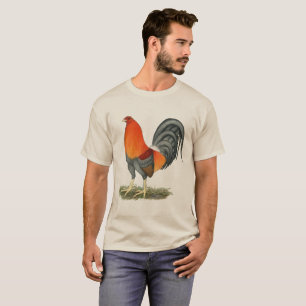 Kampfhahn Blau Roter Hahn T-Shirt