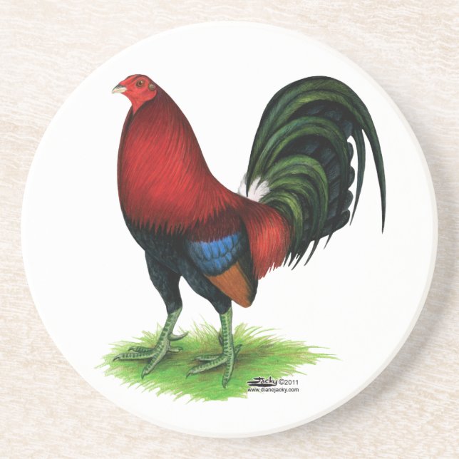 Kampfhahn:  Dunkelrot Getränkeuntersetzer (Vorne)