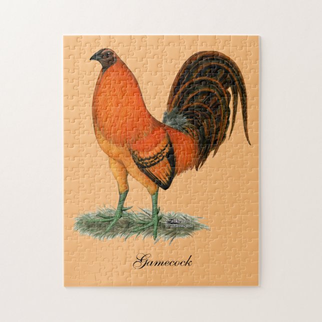 Kampfhahn Ginger Red Rooster Puzzle (Vertikal)
