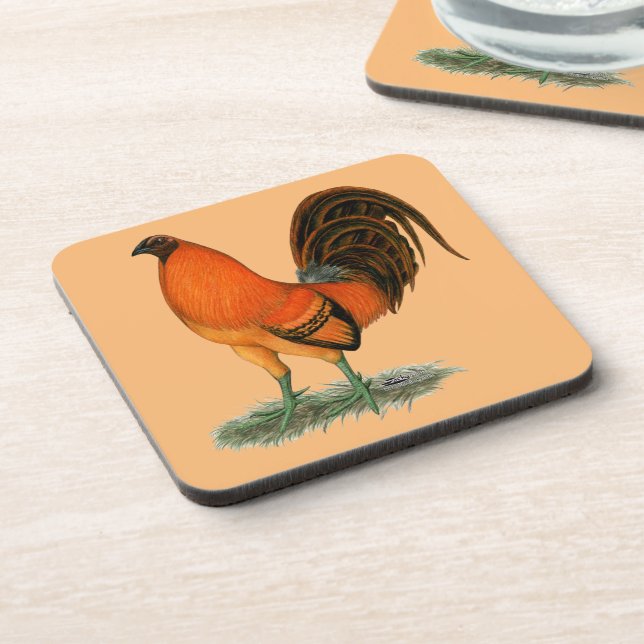 Kampfhahn Ginger Red Rooster Untersetzer (Linke Seite)