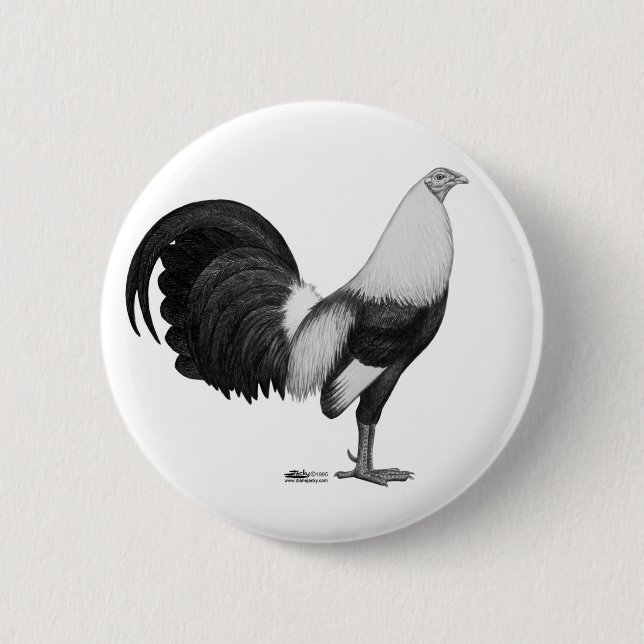 Kampfhahn Grau Duckwing Button (Vorderseite)
