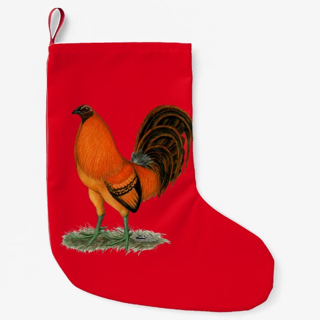 Kampfhahn-Ingwer-Rot-Hahn Kleiner Weihnachtsstrumpf (Vorderseite)