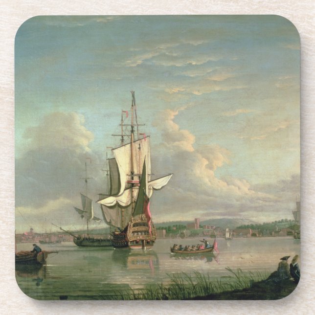 Kampfhubschrauber auf der Themse weg von Woolwich Untersetzer (Vorderseite)