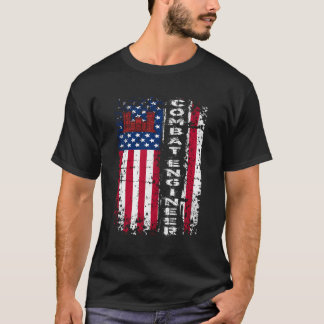 Kampfingenieur störte amerikanische Flagge U Milit T-Shirt