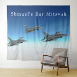 Kampfjet | Bar Mitzvah Foto Stand Banner Wandteppich<br><div class="desc">Nutzen Sie als Hintergrund für Ihren Foto-Stand oder als Willkommensbanner! Eine wunderbare, personalisierte Touch hinter dem Tisch. Fügen Sie Ihre Personalisierungswahl hinzu. Fügen Sie diesem Design Ihre benutzerdefinierte Formulierung hinzu, indem Sie die Felder "Diese Designvorlage bearbeiten" auf der rechten Seite des Elements verwenden, oder klicken Sie auf die blaue Schaltfläche...</div>