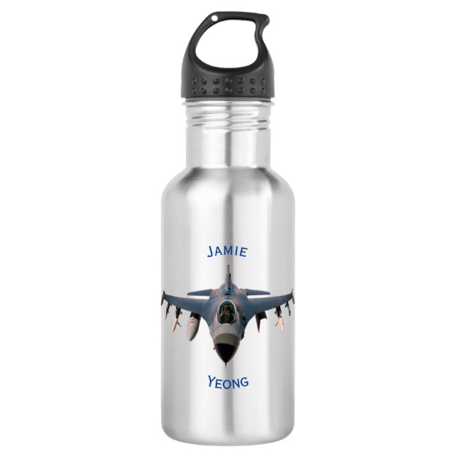 Kampfjet Edelstahlflasche (Vorderseite)