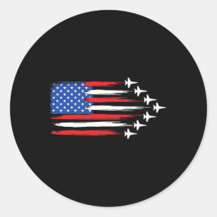 Kampfjet Flugzeug Amerikanische Flagge Kampfjets 4 Runder Aufkleber