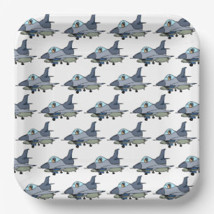 Kampfjet-Papierteller, Militär Luftwaffe Pilot Pappteller