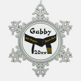 Kampfkunst 4. Grad Black Belt Rank Schneeflocken Zinn-Ornament