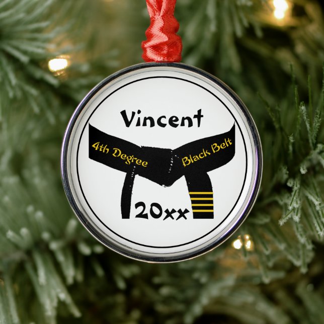 Kampfkunst 4. Grad Black Belt Rank Silbernes Ornament (Baum)