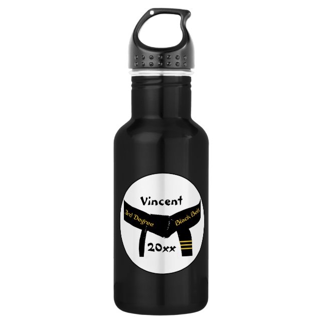 Kampfkunst-dritter Grad-schwarzer Gürtel Edelstahlflasche (Vorderseite)
