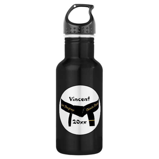 Kampfkunst-erster Grad-schwarzer Gürtel Edelstahlflasche (Vorderseite)