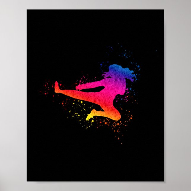 Kampfkunst, hoher Kick, malerischer Schlag Poster (Vorne)