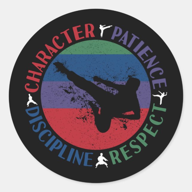 Kampfkunst - Karate-Grundwerte Runder Aufkleber (Vorderseite)