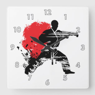 Kampfkunst Karate Quadratische Wanduhr