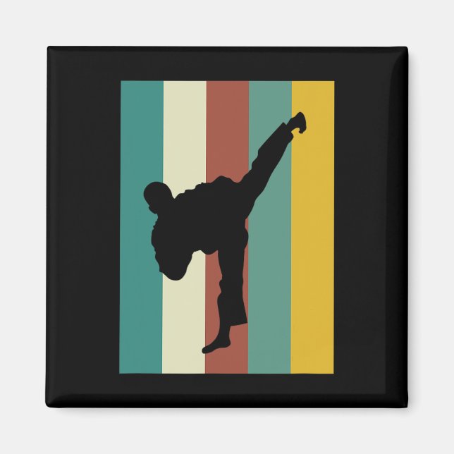 Kampfkunst Kickboxing Karate Taekwondo Retro Des Magnet (Vorne)