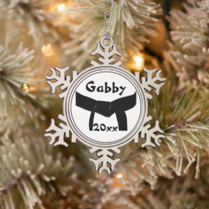 Kampfkunst-schwarzer Gürtel datiert Schneeflocken Zinn-Ornament