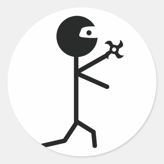 Kampfkunst schwarzer Ninja-Star Shiruken Runder Aufkleber (Vorderseite)
