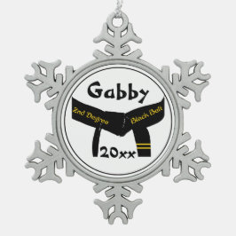 Kampfkunst Zweite Stufe Schwarzer Gürtel Schneeflocken Zinn-Ornament