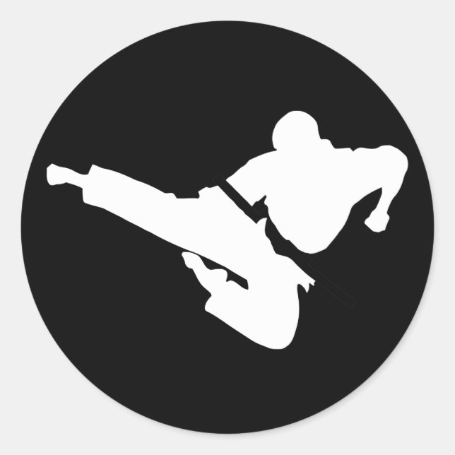 Kampfkünste-Silhouetten Runder Aufkleber (Vorderseite)